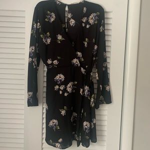 LUSH from Nordstrom black floral wrap dress